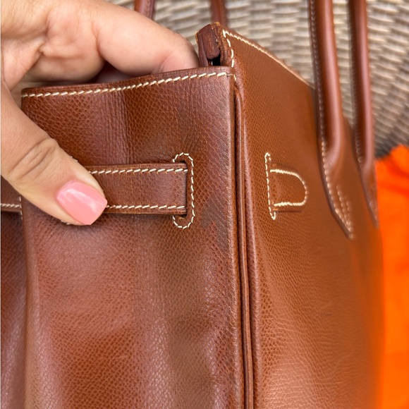 Authentic HERMES BIRKIN 35 chestnut brown veau grain leather gold hardware - Picture 5 of 16